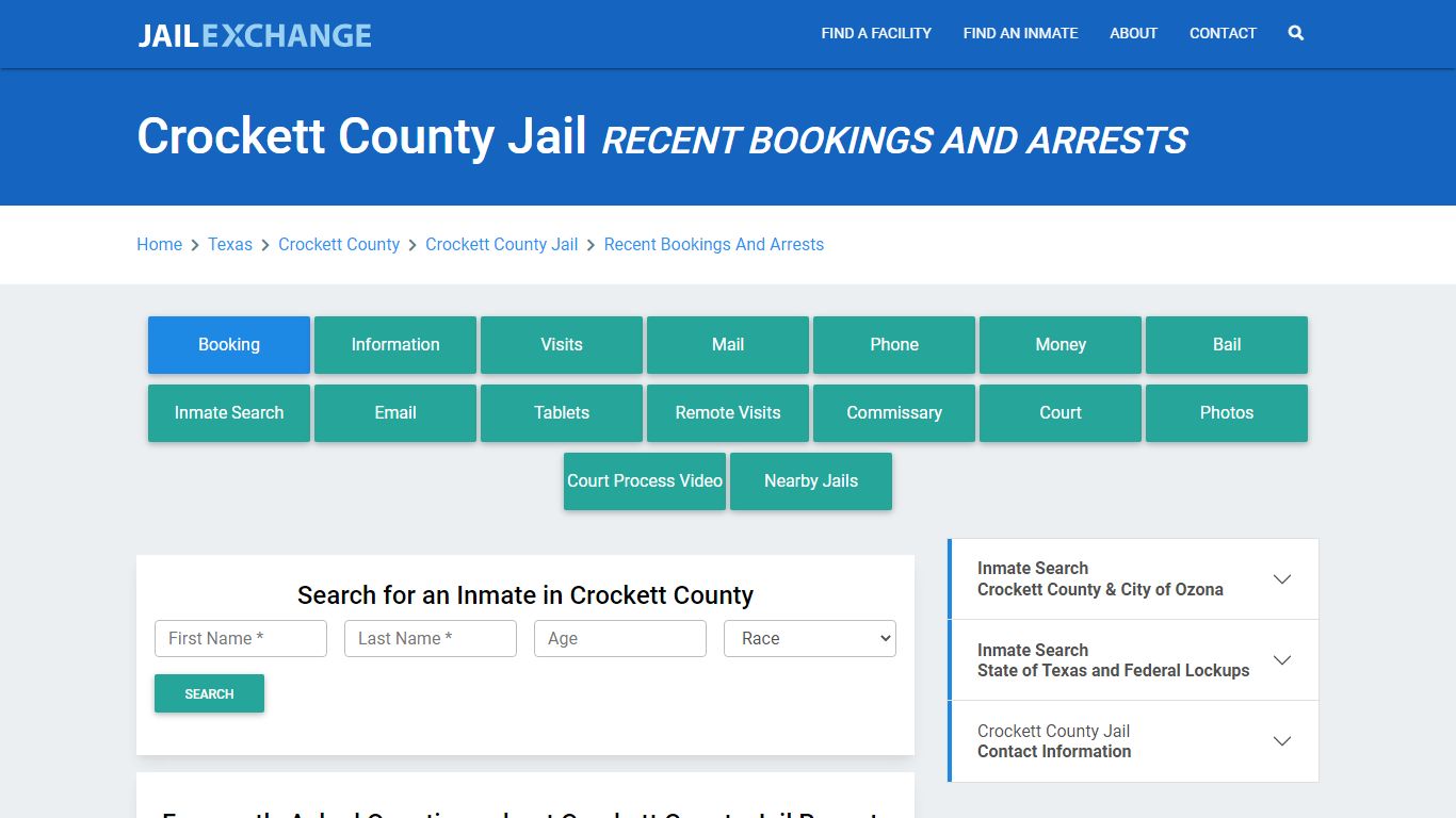 Crockett County Jail Recent Bookings And Arrests - Jail Exchange