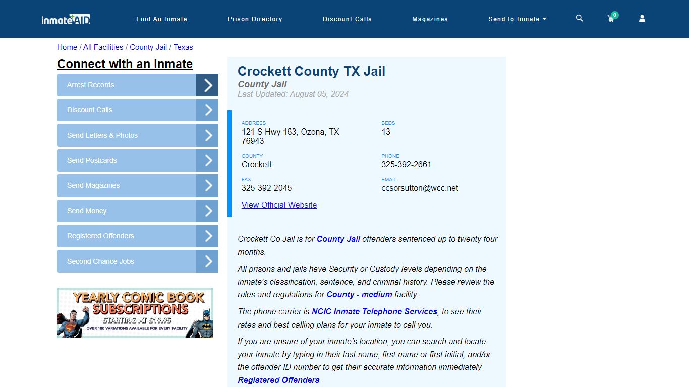 Crockett County TX Jail - Inmate Locator